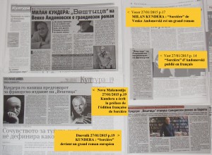 Revue de presse papier Skopje 27/01/2015
